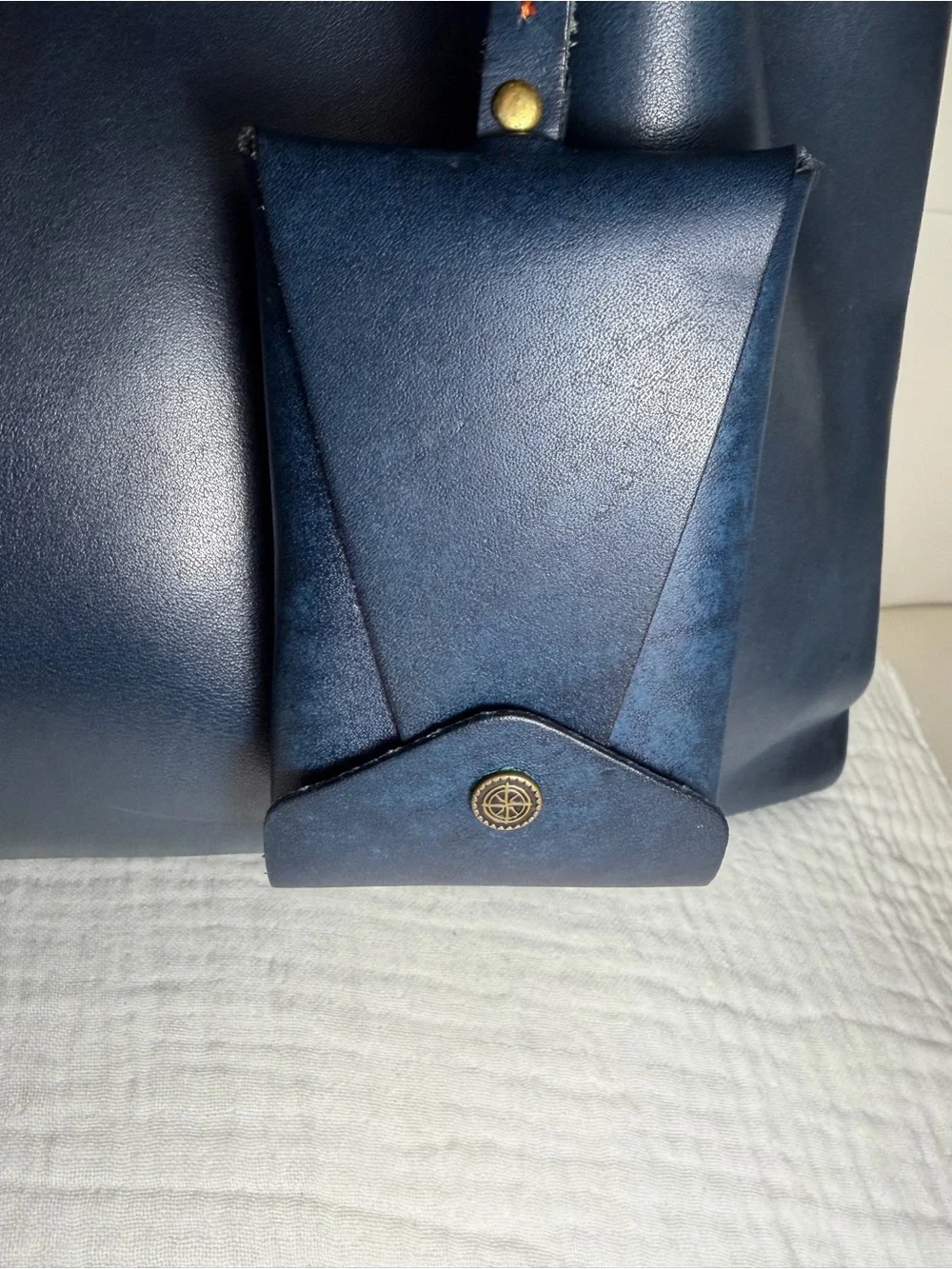 Old Trend Calla Leather Carryall Tote Navy Blue